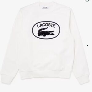 Lacoste Cream Logo Sweatshirt Oversized Croc Graphic – Fits M